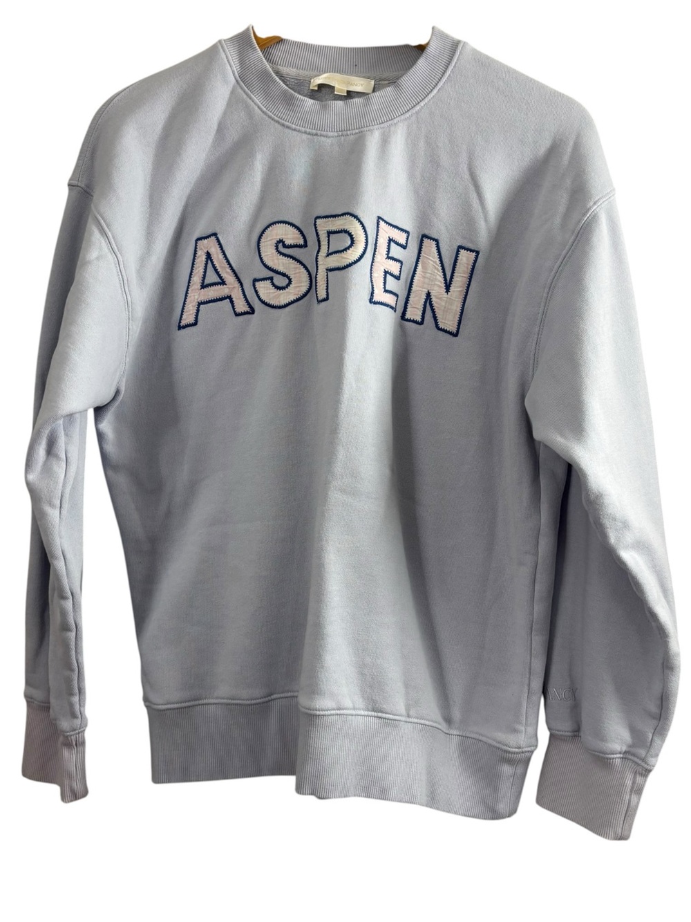 LoveShackFancy Aspen Pullover sweatshirt light blue cotton blend women’s M/L